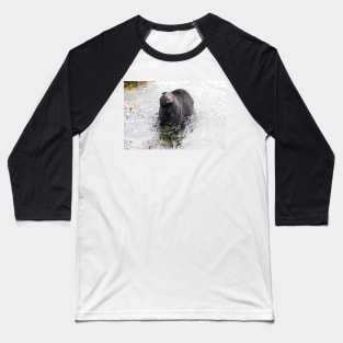 Wet Black Bear Shaking off water Baseball T-Shirt